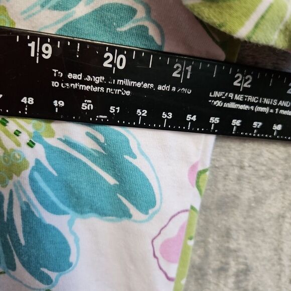 Kenneth Too Women’s Sz Lg Top Purple Green Floral Cotton Blend - Picture 5 of 9